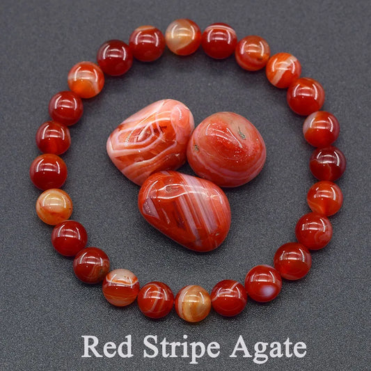 Red Stripe Agate Bracelet