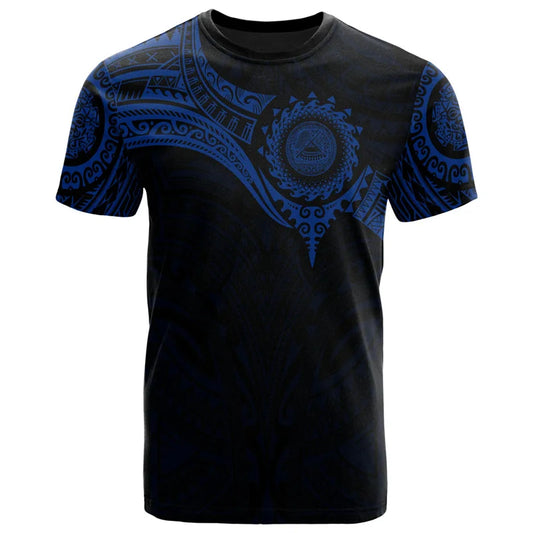 Samoa Tribal Pattern Black & Blue Front T-Shirt (Adults / Kids)