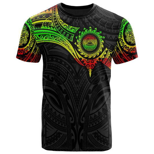 Samoa Tribal Pattern Rasta T-Shirt (Black / Red / Yellow / Green)