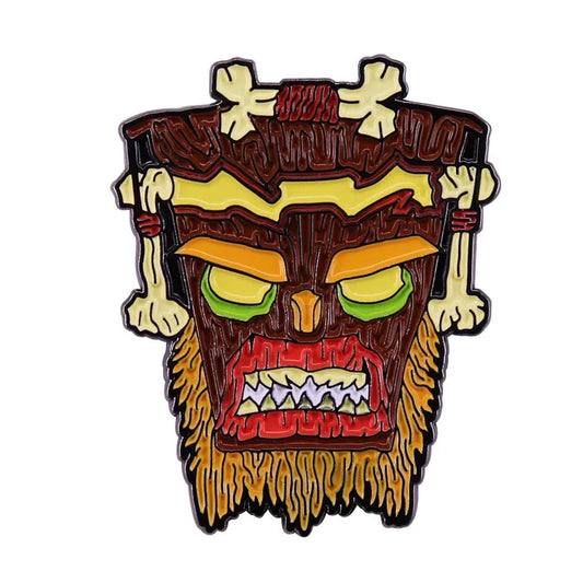 Tiki Mask Button Pin – Tribal